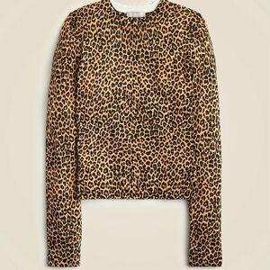J.CREW ‘Carolyn’ Fitted Crewneck Sweater in Leopard Merino Wool  Size L
